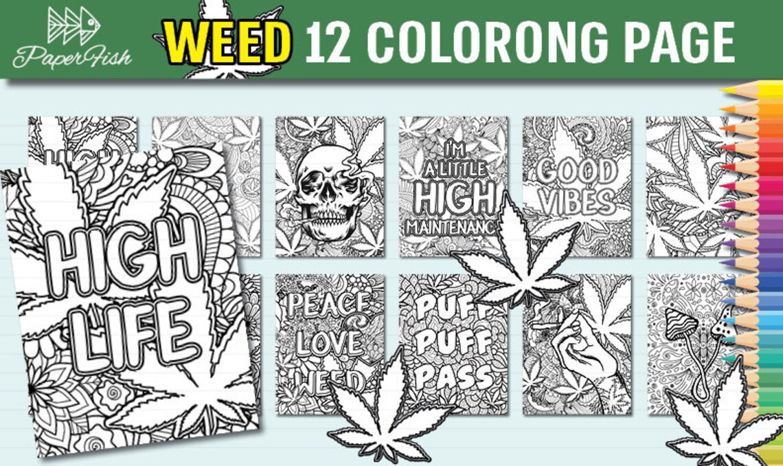 WEED Coloring Pages Stoner Adult Coloring Pages High Life - Etsy