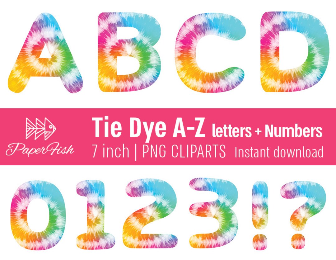 Tie Dye Alphabet Letters Numbers Clipart Png A-Z 0-9 Pastel - Etsy ...