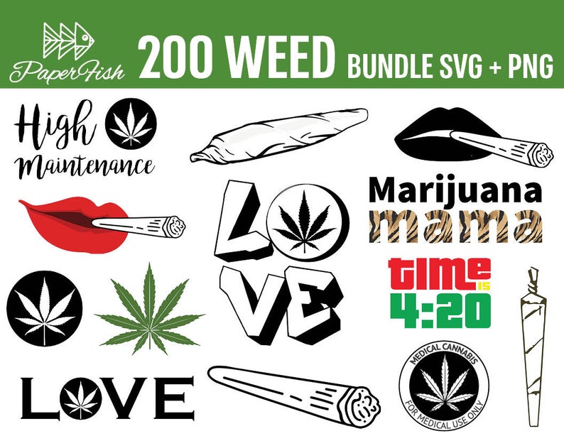 Download HUGE BUNDLE Weed Cannabis cliparts SVG png clipart more ...