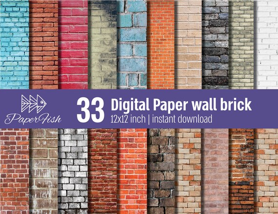 33 Brick wall modern digital urban Scrapbook | Paper Pack | bricks | Backgrounds | paper | city | frame | textures | instant JPEG download