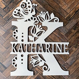 Butterfly Split Monogram Sign Children&#39;s Fairytale Butterfly Room Decor