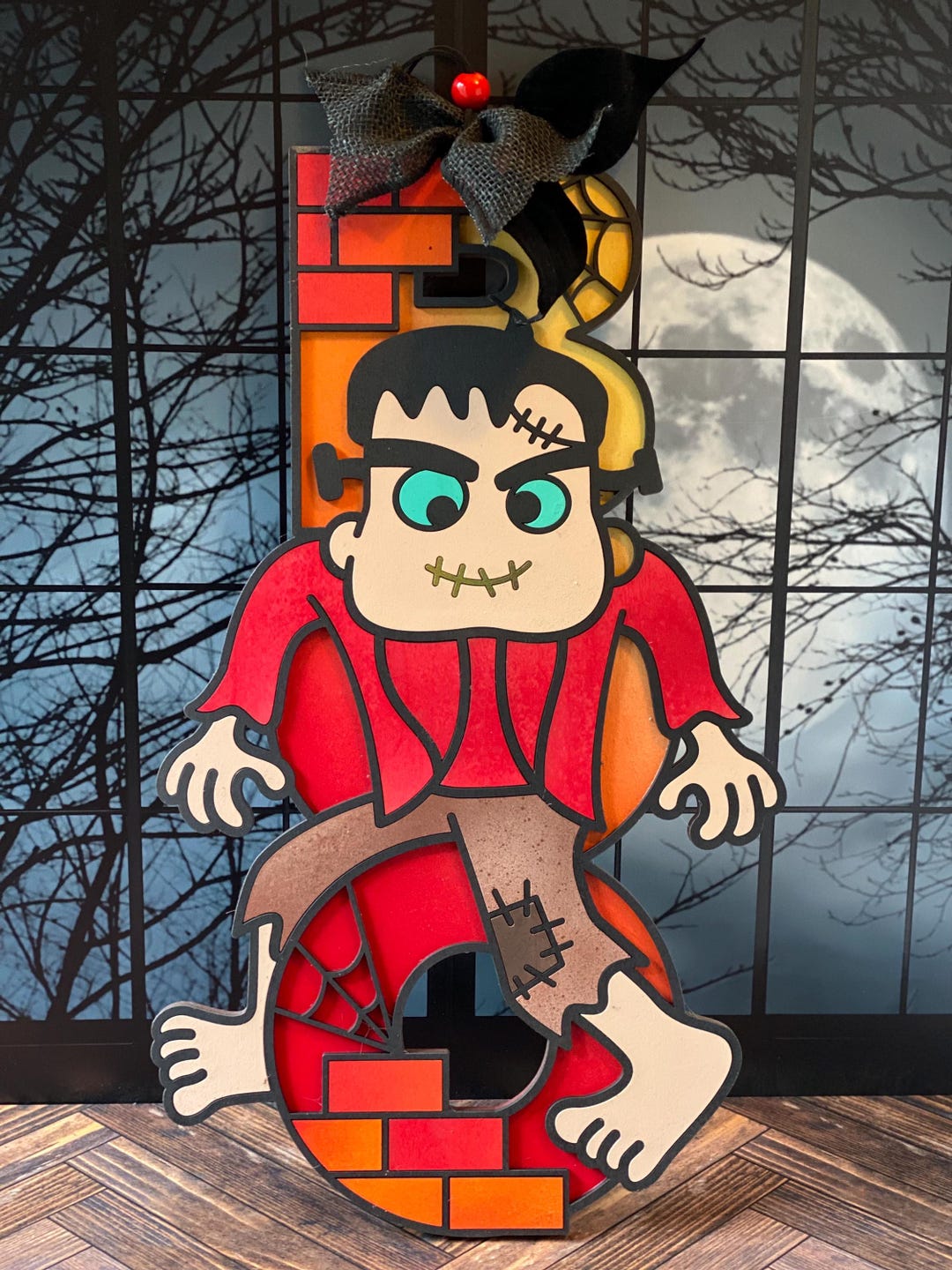 Frankenstein Halloween Door Sign, Spooky 'boo' Decor - Etsy