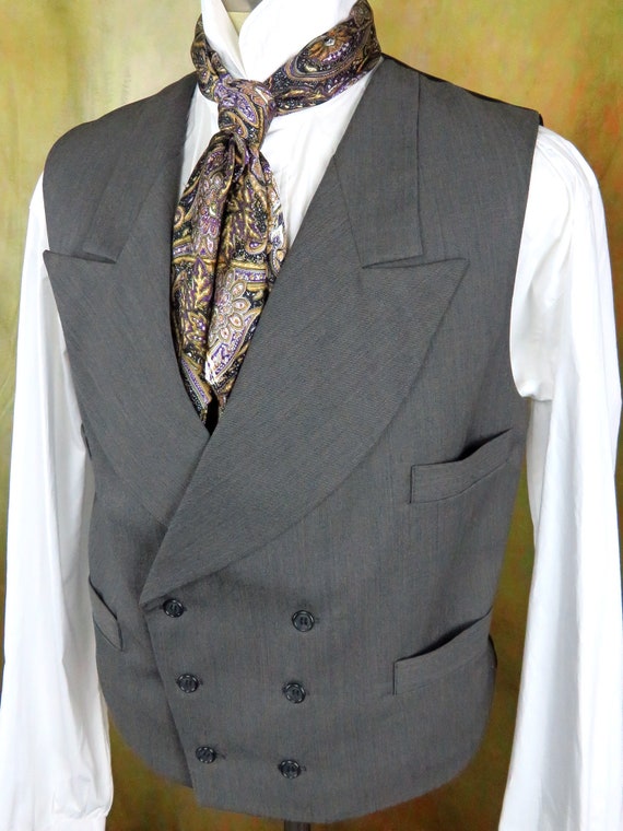Men's Grey Double Breasted Vest Etsy