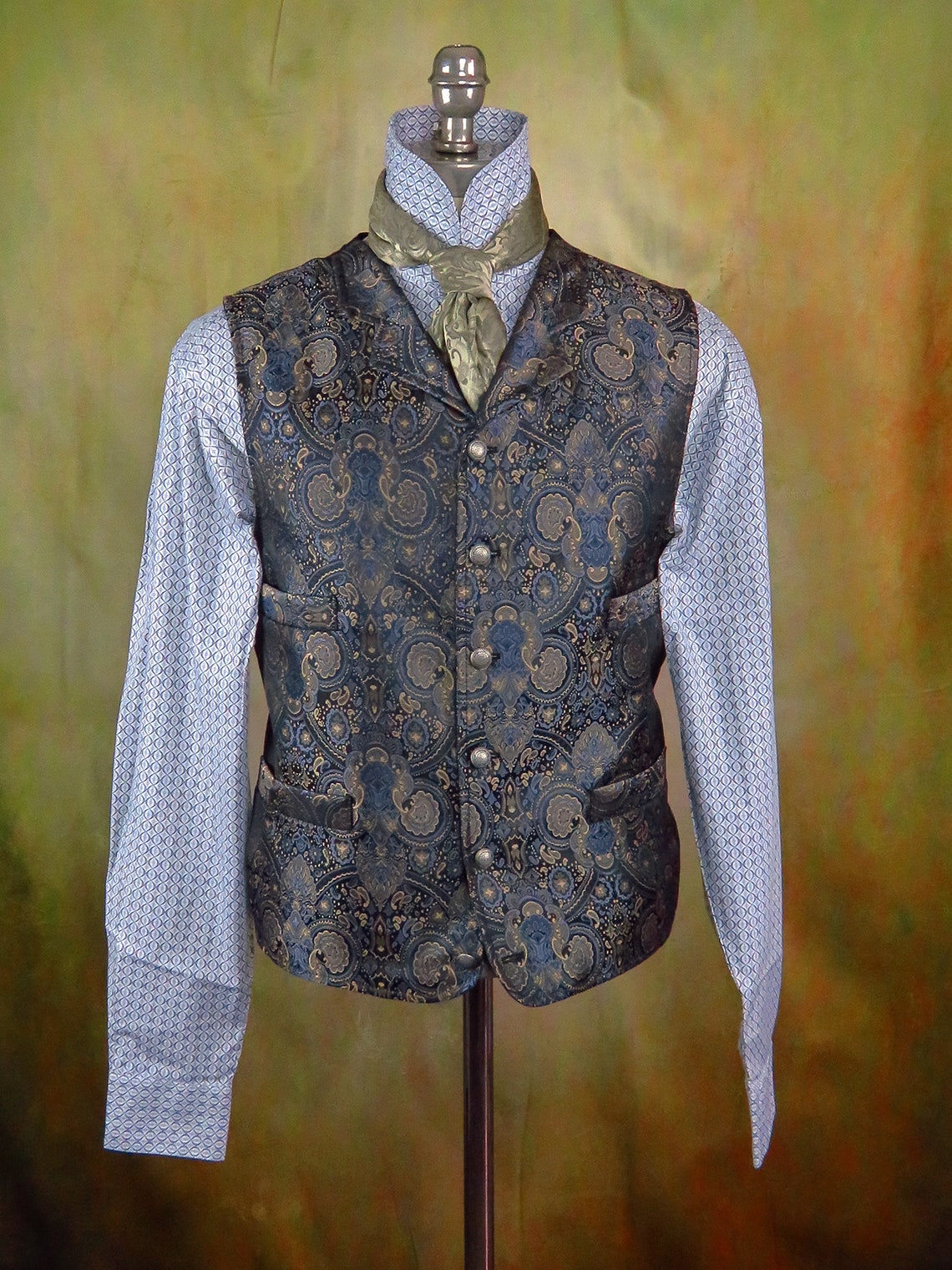 Men's Brocade Vest Gunmetal Etsy