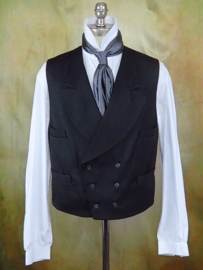 Men's Double Breasted Vest Black Etsy