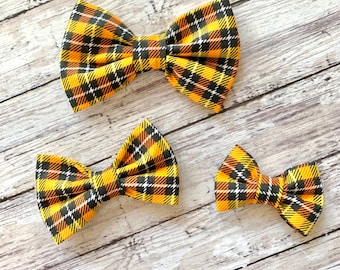 Yellow, Orange and Black Plaid - Slides on Collar