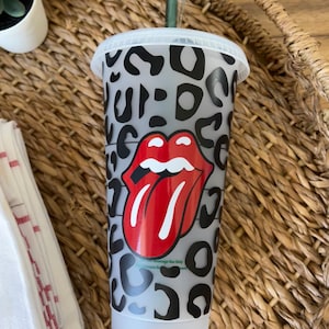 Rolling Stones Cup, Cheetah Print Rolling Stones Custom Cup