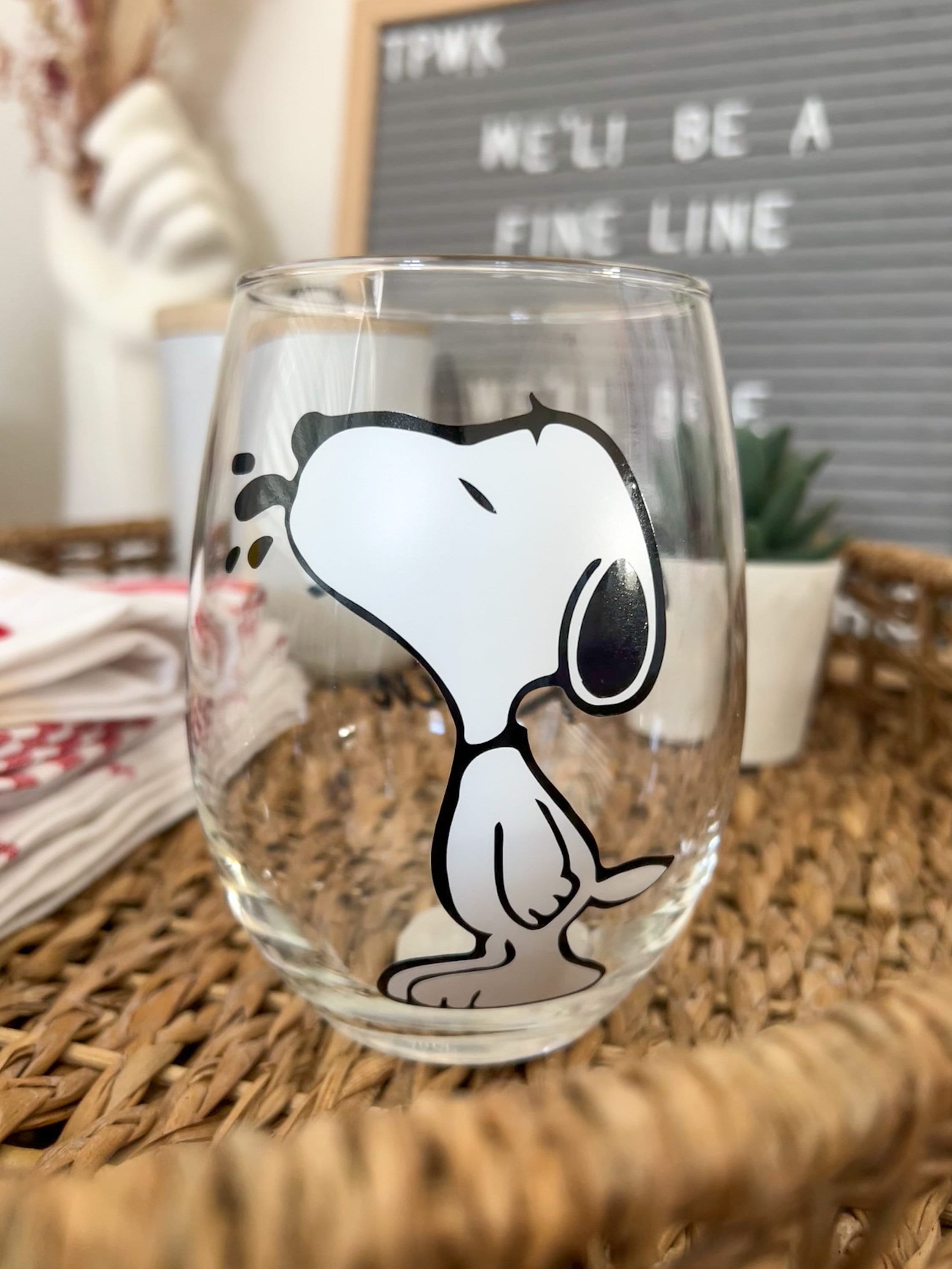 Snoopy Love 20 OZ Stemless Wine Glass