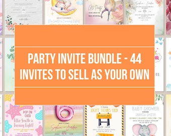 Party Invite Template. Editable Invitation. PLR Bundle Custom Birthday Event. Sell As Your Own.
