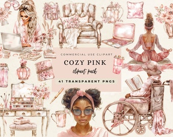 Blush Planner Clipart Bundle: Boho Chic Journaling PNG (41 Files)