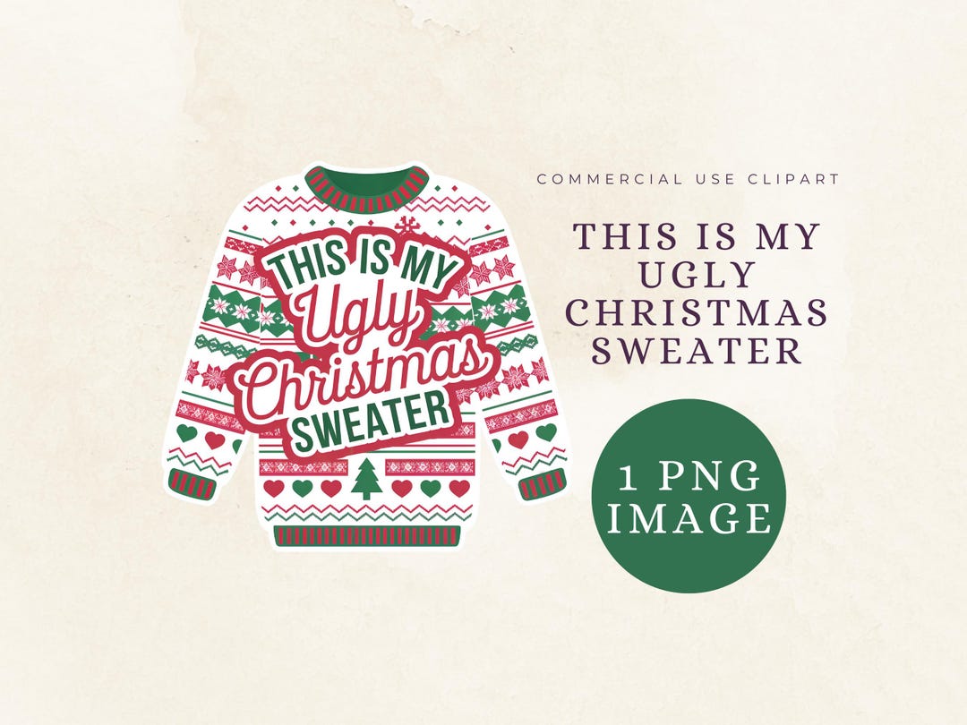 Christmas Jumper Clipart Ugly Sweater PNG Digital Sticker Tag Holiday ...