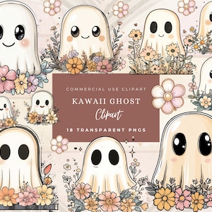 Conjunto de imágenes prediseñadas de Halloween retro, fantasma kawaii, espeluznante, lindo PNG de Halloween, imágenes prediseñadas de Halloween de los 90, uso comercial, imágenes prediseñadas de fantasmas de libros peculiares
