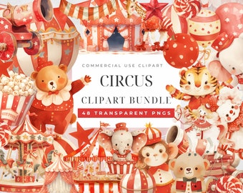 Clipart de animais de circo fofo, clipart de tenda de circo, clipart de elefante de circo, pacote de clipart de circo, pacote de clipart de animais de circo para berçário