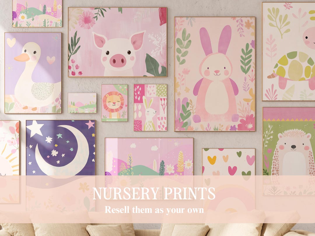 Girls Room Prints PLR Wall Art Set Resell Rights Nursery Wall Art ...