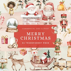 Sweet Christmas Clipart Bundle, Cute Santas Village Clipart, North Pole, Christmas Village, Reindeer, Snowman, Elf, Winter Holidays, Wreath