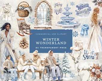 Clipart aconchegante de inverno, PNG de pinho, gráficos neutros de Natal em aquarela, pacote fofo de Natal, Cottagecore, adesivos digitais, uso comercial