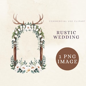 Winter Rustic Wedding Clipart for Invite Party Invitation Decor Graphic Reindeer Woodland Theme Border Frame PNG Sublimation Digital Sticker