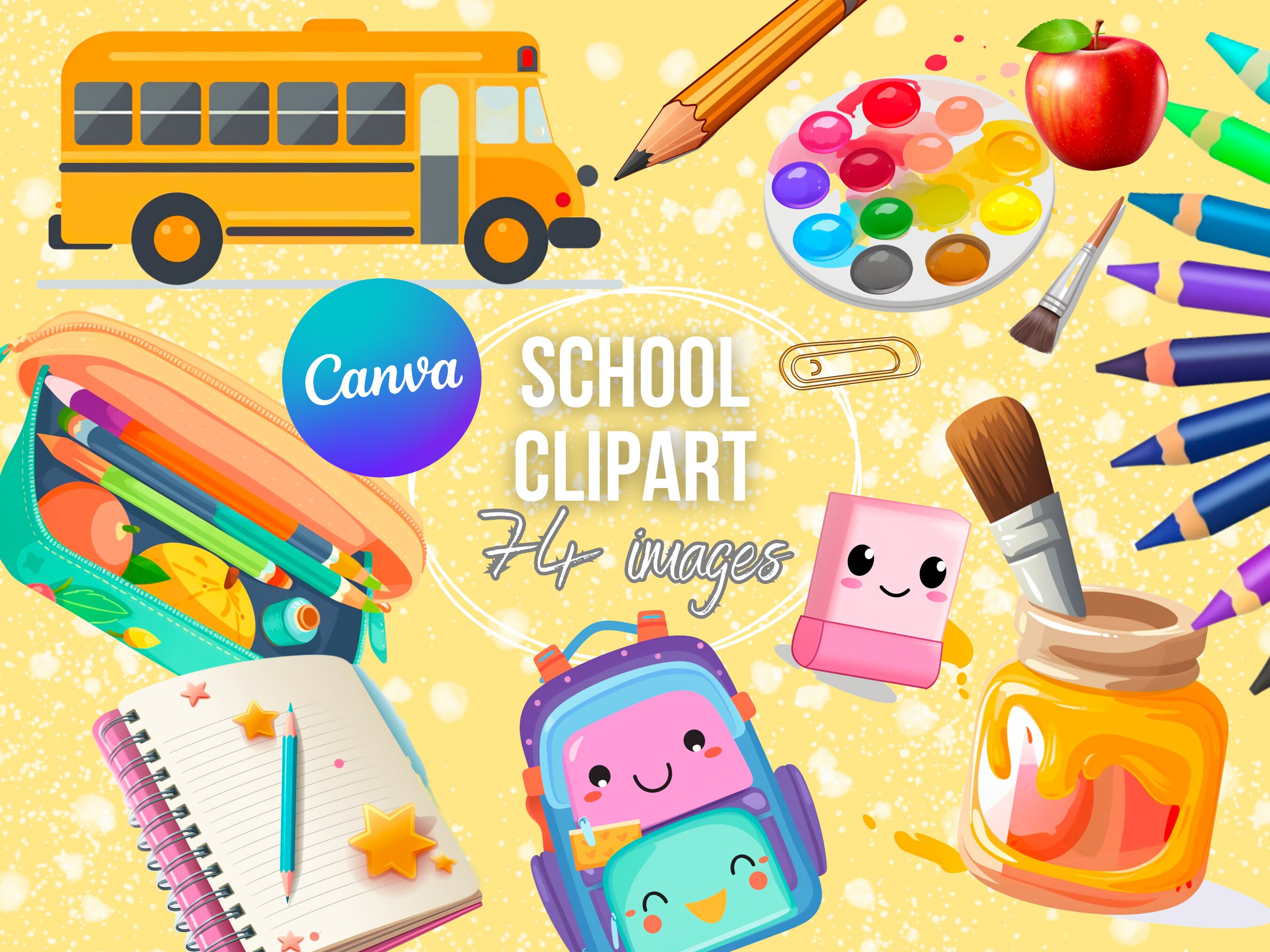 Back to School Elements Back to School Clipart Cute School Etsy