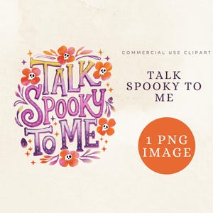 Watercolor &#39;Talk Spooky to Me&#39; Halloween Clipart (PNG Digital Download)