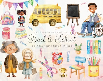 Back to School Elements, Back to School Clipart, Cute School Clipart for Kids, Teacher Clipart, School Supplies Clipart for Presentations