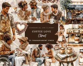Watercolor Coffee and books Clipart, Coffee PNG Drinks Clipart Coffee Lover Coffee Shop Clipart Cafe Stickers Journalling Cozy Planner Girl