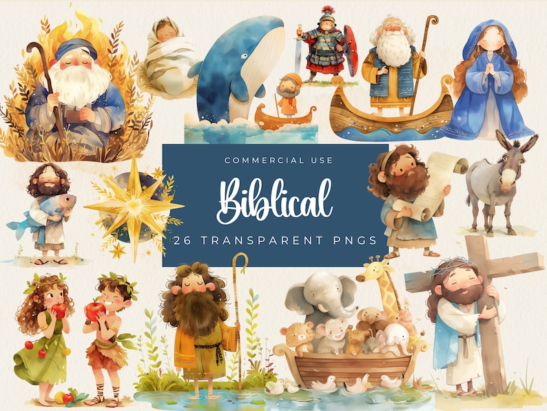 Biblical Characters Clipart, Bible Stories, Biblical People Clip Art, Religious Clip Art, Jesus Miracles , Biblical Stories, Sunday School image 1