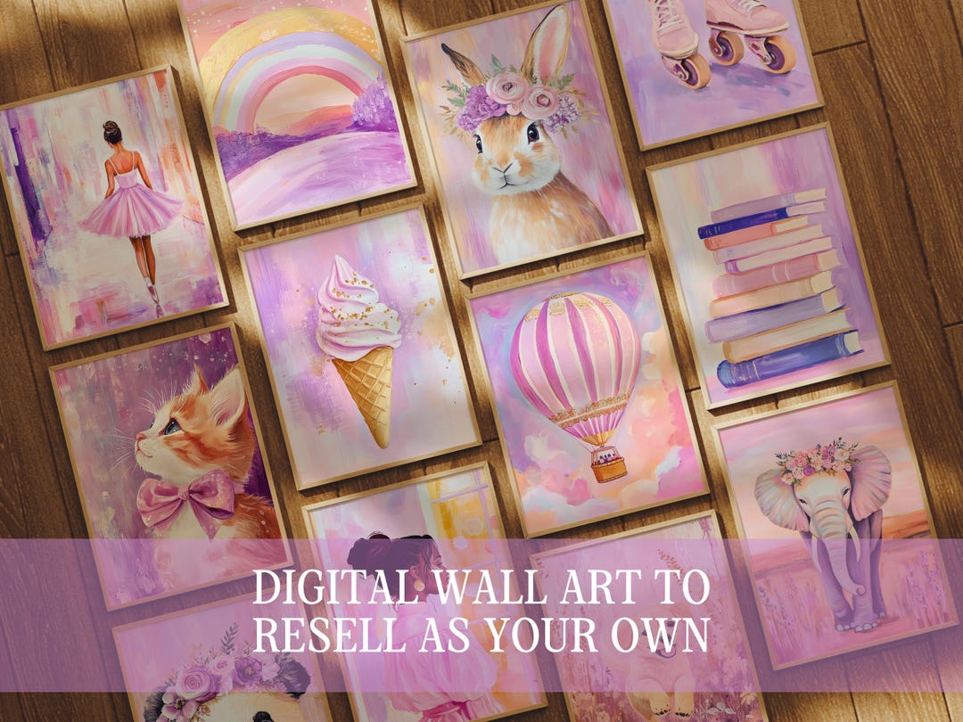 Girls Room Prints PLR Wall Art Set Resell Rights Nursery Wall Art ...