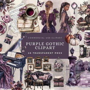 Bundle de cliparts poupée gothique pour sublimation aquarelle vintage Junk Journal éphémères hanté victorien magique Fantasy Goth guirlande papillon