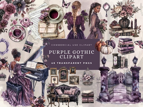 Gothic Doll Clipart Bundle for Sublimation Watercolor Vintage Junk Journal Ephemera Haunted Victorian Magic Fantasy Goth Butterly Wreath