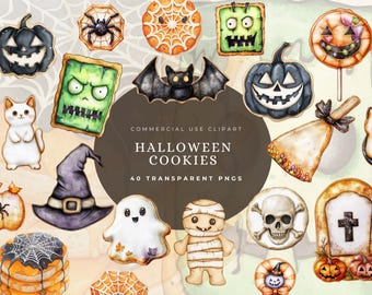 Clipart biscuits d'Halloween, PNG d'Halloween, joli fichier tendance découpé par sublimation, fête effrayante, des bonbons ou un sort, bonbons, beignets, cupcake, fantôme