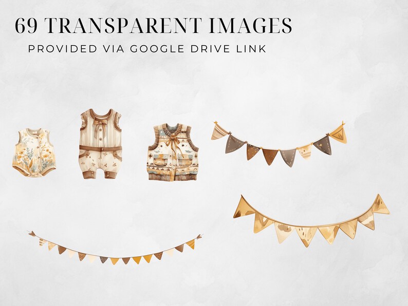 Gender Neutral Baby Shower Clipart, Nursery Animal, Boho Baby