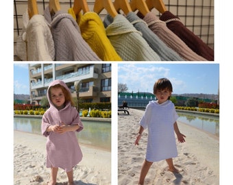 Musselin-Kinderhandtuch-Poncho mit Kapuze, Bademantel, Gaze, 100 % Baumwolle, Kleinkind, Badebekleidung, Poncho für Kleinkinder, kostenlose Lieferung im Vereinigten Königreich, kostenlose Verpackung