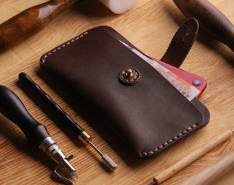 100% Hand-stitched Cowhide Leather, Gift Purse, wallet Natural Vegetable tanned wallet for women, Handmade, Mother's Day Gift for her,