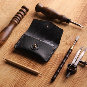 Tarjetero de piel de vaca 100 % cosido a mano, monedero, billetera para tarjetas y dinero curtida con vegetales naturales, unisex, regalo para ella.