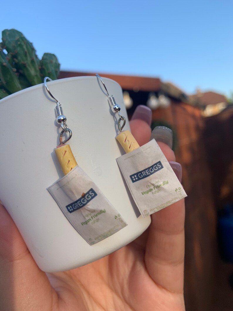 VEGAN Greggs Sausage Roll Earrings Hoops Studs Clip On Etsy