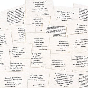 Cartes de citation motivantes, Cartes de correspondance de positivité, Inserts de carte, Étiquette cadeau devis, Notes de boîte à lunch littéraires, Cadeau rat de bibliothèque, Citations inspirantes