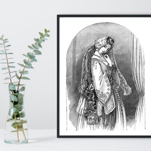 Lord Byron Bride of Abydos, Victorian Engraving, Gift for Poet, Literary Art Print, Bookworm Gift, Literary Art, Victorian Poster