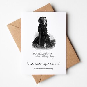 Karta uważności, cytat Elizabeth Barrett Browning, prezent dla poety, prezent literacki, karta dla jogina, klasyczna karta literacka, karta dla nauczyciela języka angielskiego