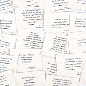 Lot de 24 cartes d'amour littéraires, boîte à lunch pour adultes, citations d'amour classiques, cartes simplement parce que, cartes Je t'aime, notes romantiques