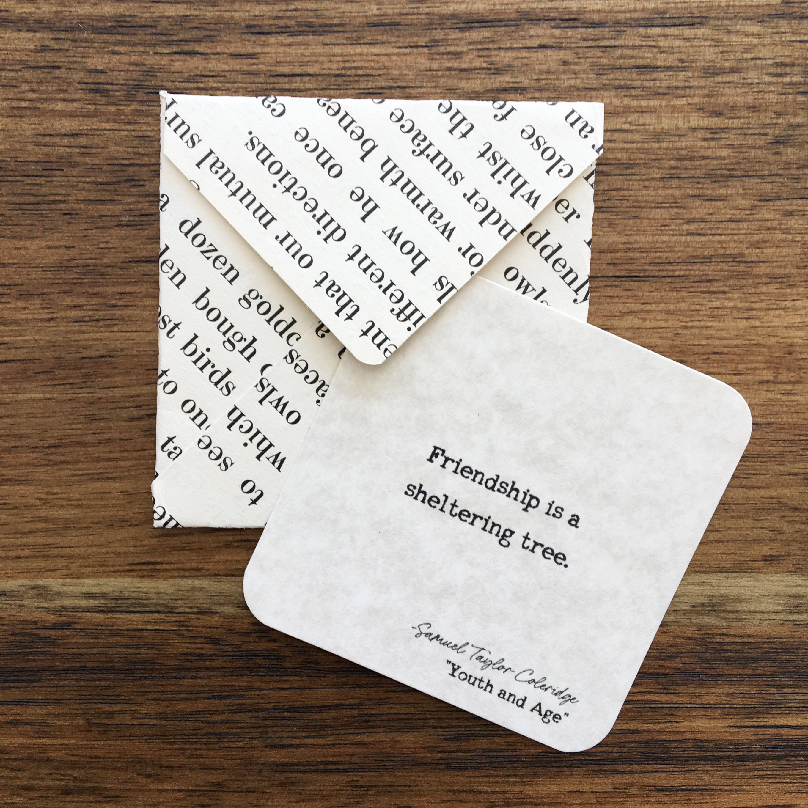 Set of 12 Mini Cards Literary Lunch Box Notes with Handmade Vintage Book Page Envelopes Famous Inspirational Quotes
