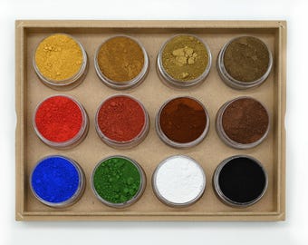 Set de pigmentos para pintura Icon “Meteora”: Colores tierra no tóxicos, 12 x 30 ml