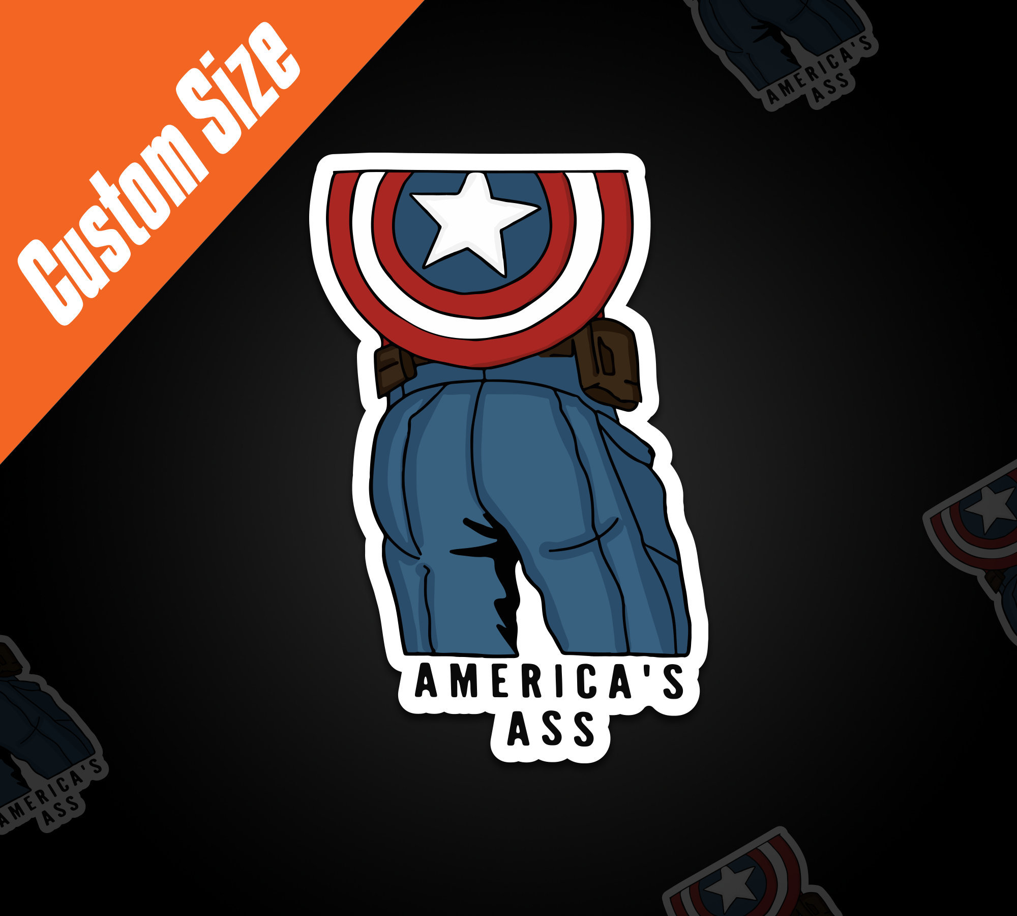 America's Ass Sticker,Captain America's Ass Sticker, American…