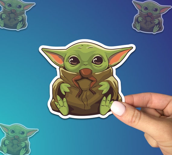 Baby Yoda Eating Frog Sticker Baby Yoda Sticker Star Wars Etsy Baby Yoda Eating Frog Sticker Baby Yoda Sticker Star Wars Etsy