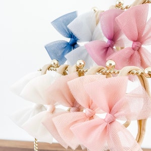 Tulle hair bows - solid color hair bows - tulle bow -  colorful hair bows - dog bows - baby bows - trendy bows - neutral bows