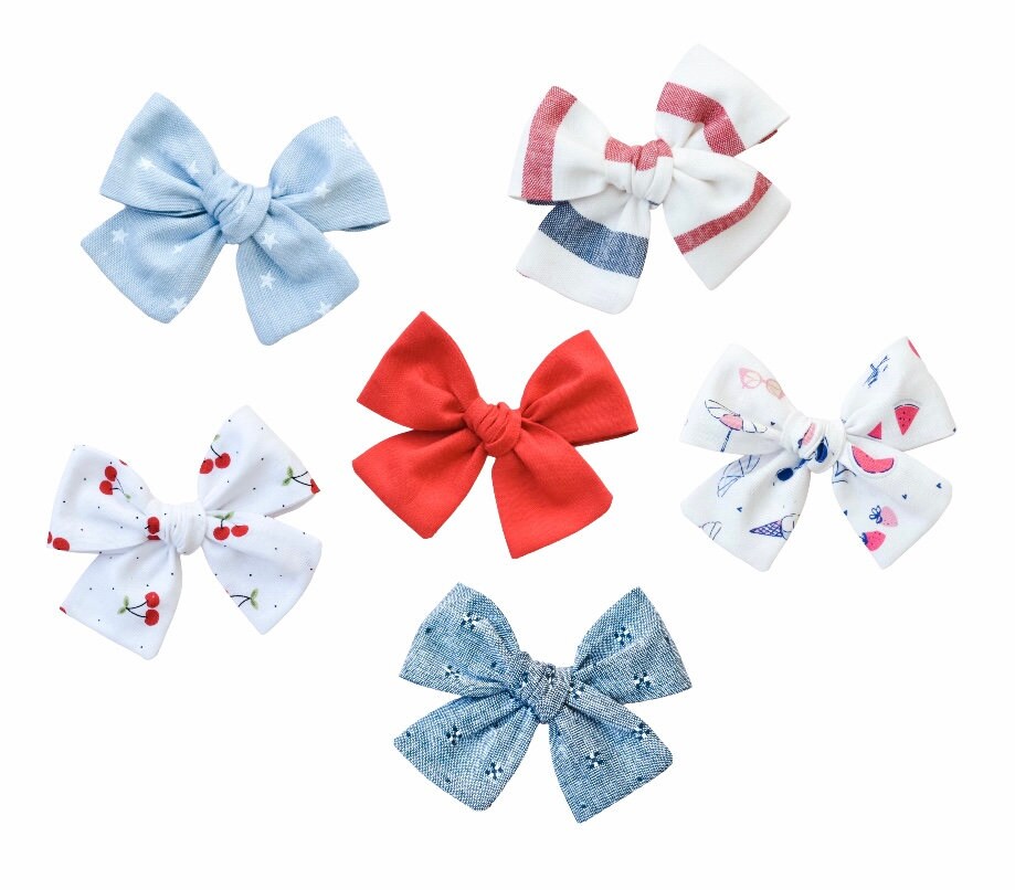 July 2021 hair bow set - July 4th bows - striped bows - star bows - s…