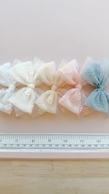 Daisy tulle spring bows - spring solids - daisy bow - neutral bows - tulle bow - trendy bow - girl bow - baby bow - dog bow
