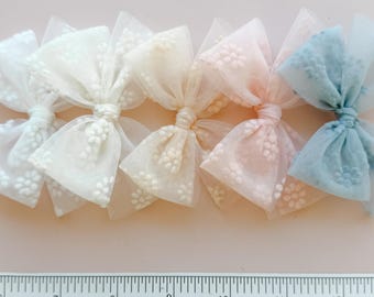 Daisy tulle spring bows - spring solids - daisy bow - neutral bows - tulle bow - trendy bow - girl bow - baby bow - dog bow