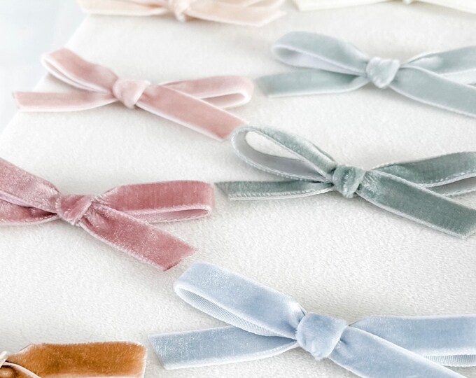 Velvet Ribbon Bows Velvet Bows Simple Bows Neutral Bows Trendy Bows