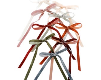 NEW* Fall velvet ribbon bows - velvet bows - simple bows - neutral bows - trendy bows - dainty bows - newborn bows - baby girl bows