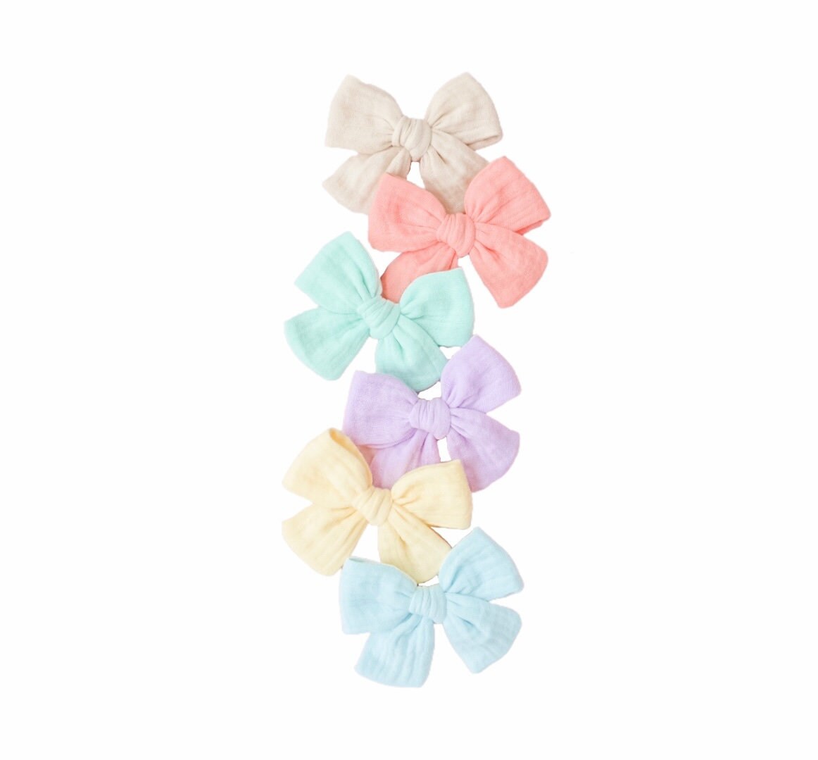 NEW** Summer fruity muslin hair bows - double gauze hair bows - color…